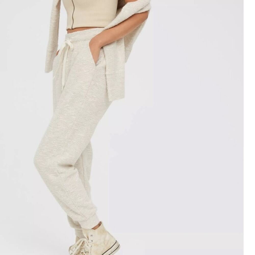 Offline By Aerie Vintage Vanilla Knit Snowday Jogger Pants Beachy Size Xs